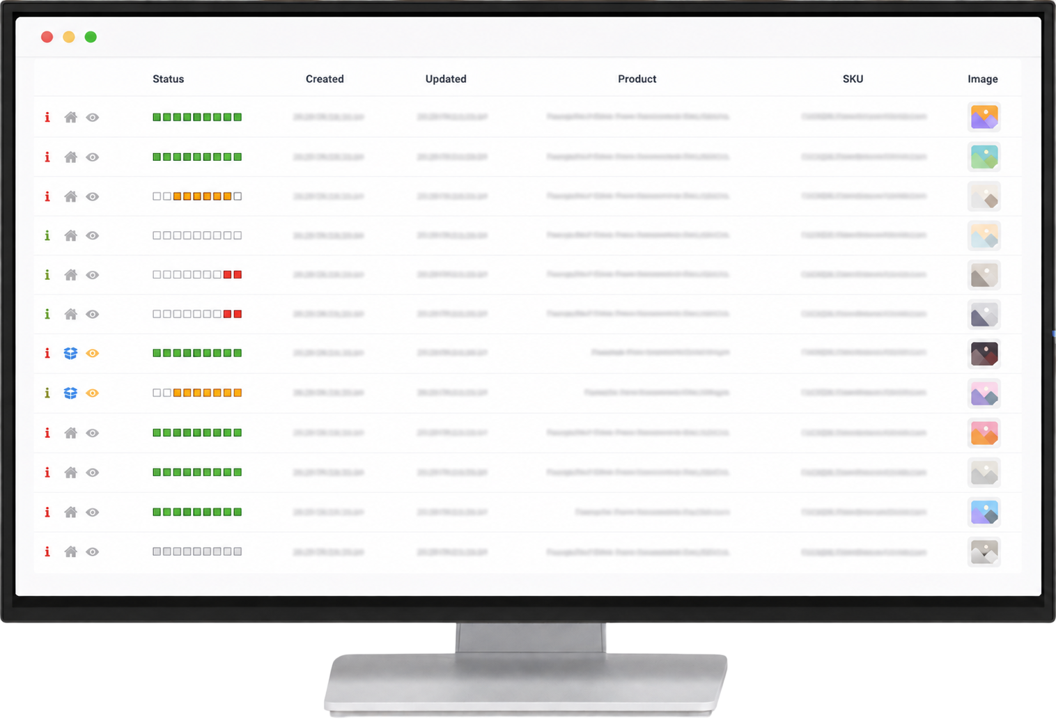 Aggregate dashboard: products sorted by stage status